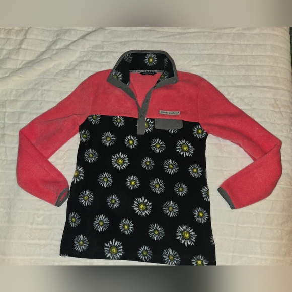 Simply Southern Floral Pullover Pink & Black Fleece, Size Small - Picture 7 of 8